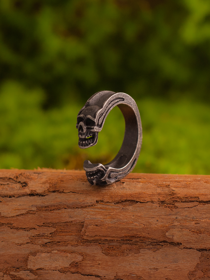 Double Skull Open Ring
