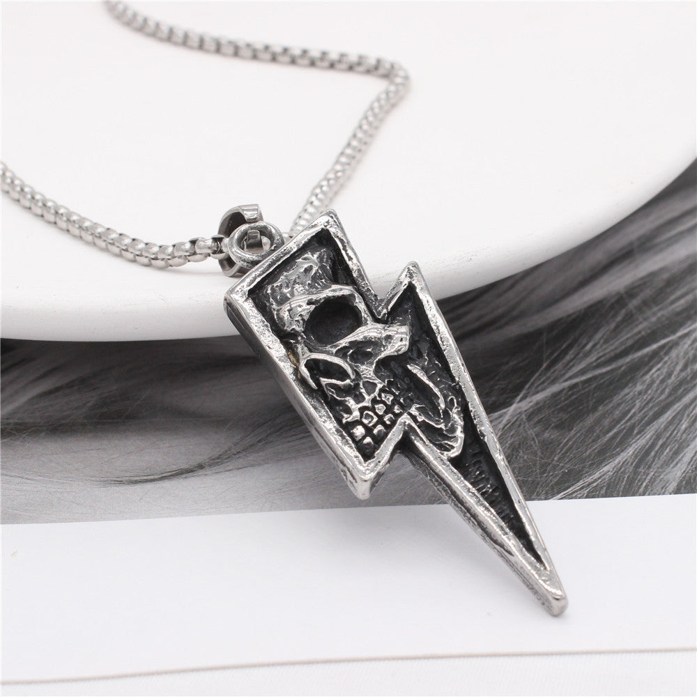 Lightning skull necklace