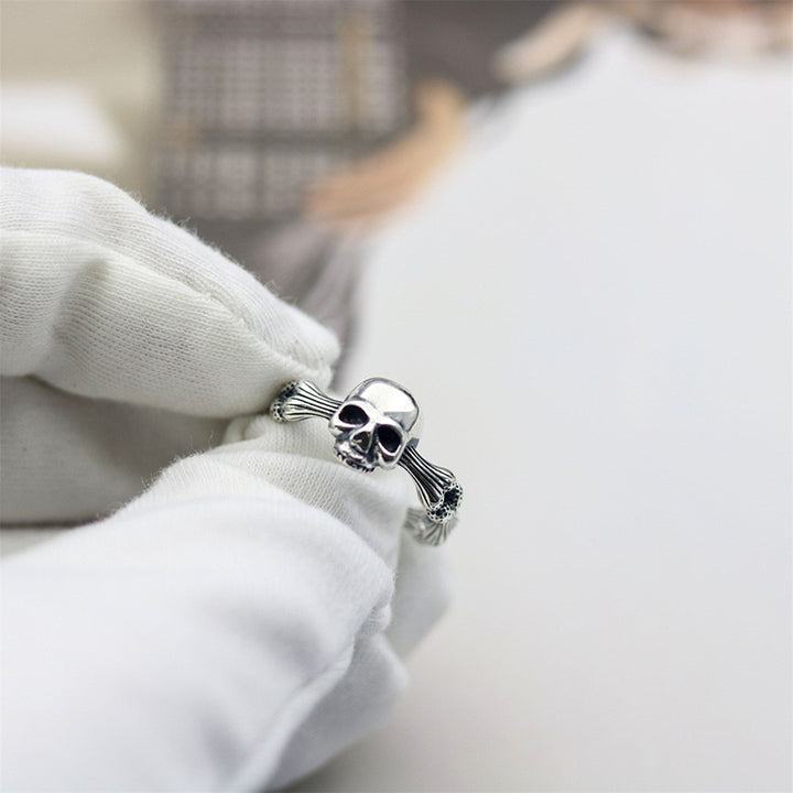 Silver Skull Bones Ring