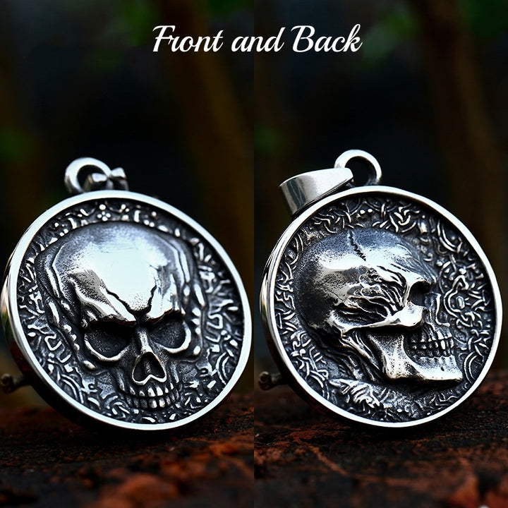 Gothic Skull Double Sided Pendant Necklace
