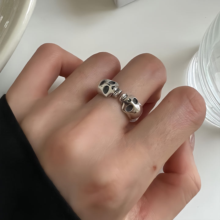 Double-Skull Open Ring