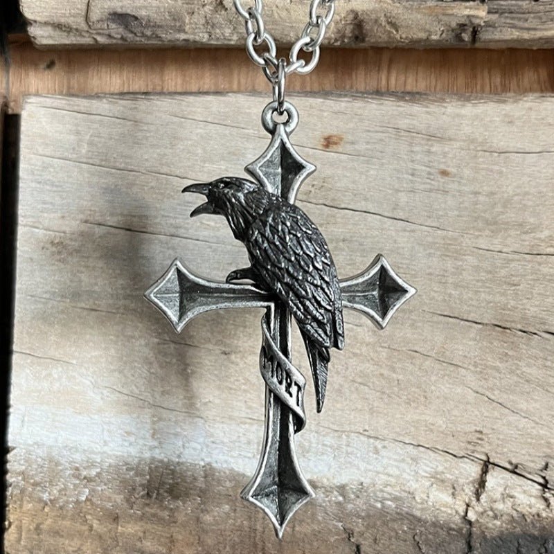 Crow Cross Necklace