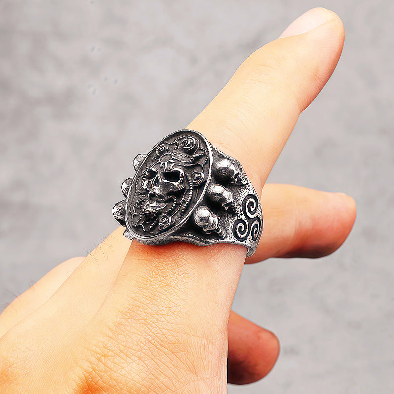 Vintage Floral Skull Ring