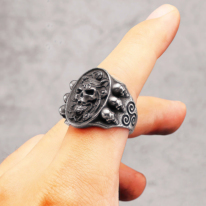Vintage Floral Skull Ring