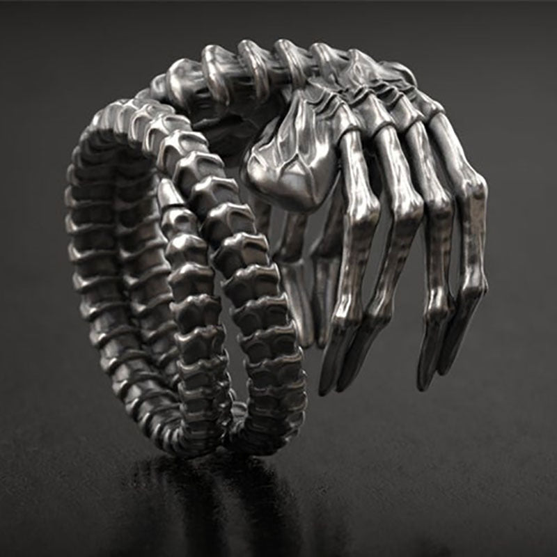 Gothic Skull &amp; Spine Ring