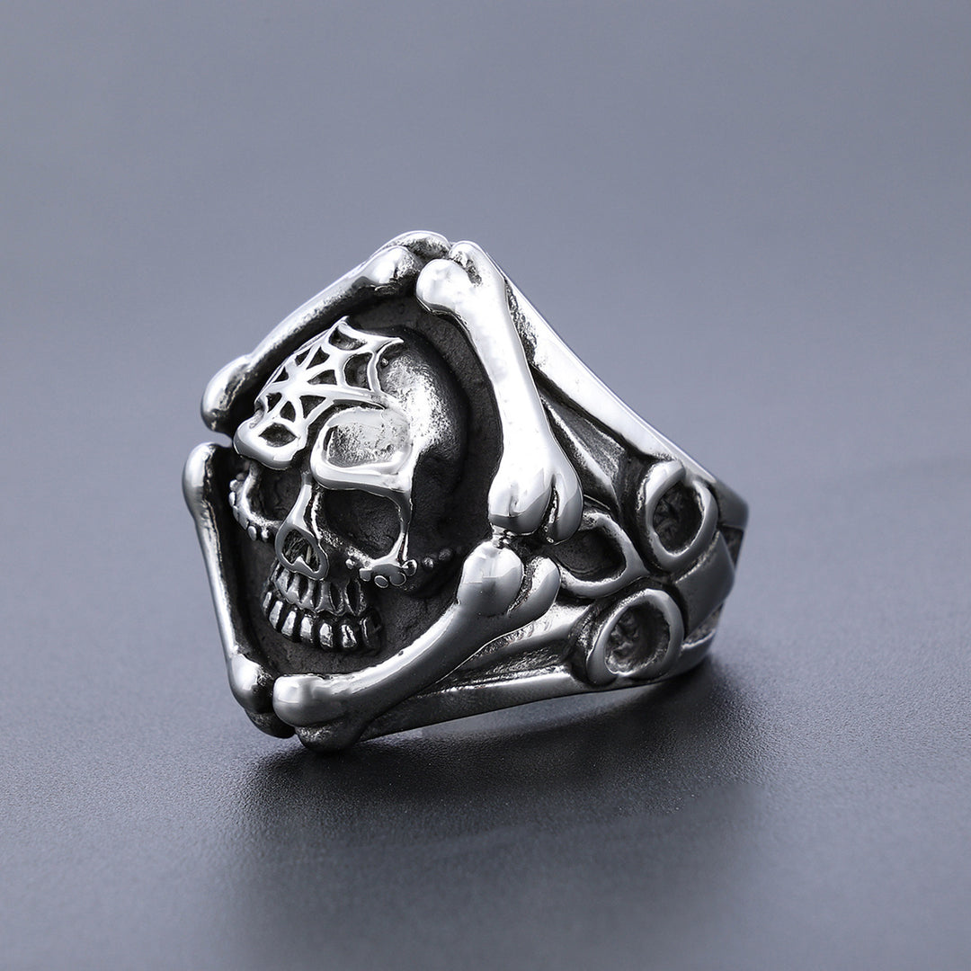 Retro motorcycle Death skull ring