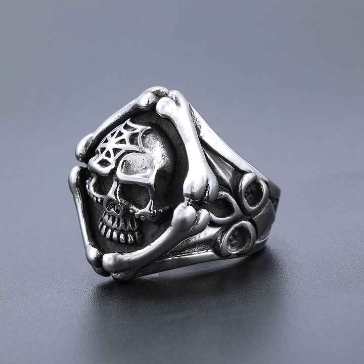 Retro motorcycle Death skull ring