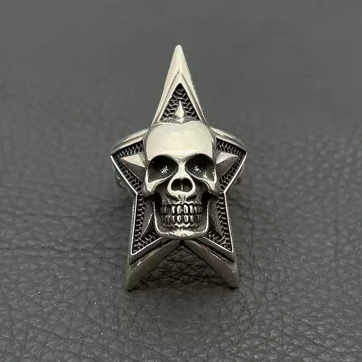 Giant Skull Pentagram Ring