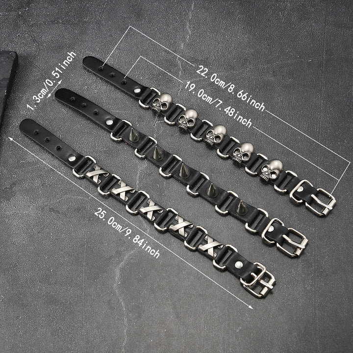 Punk Skull Cowhide Bracelet