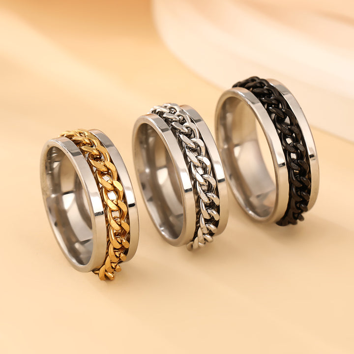 Spinner Ring with Inlaid Chain