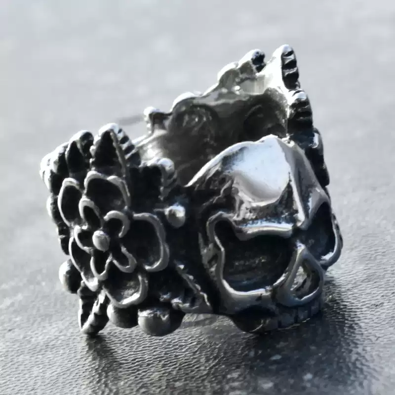 Flower Skull Ring