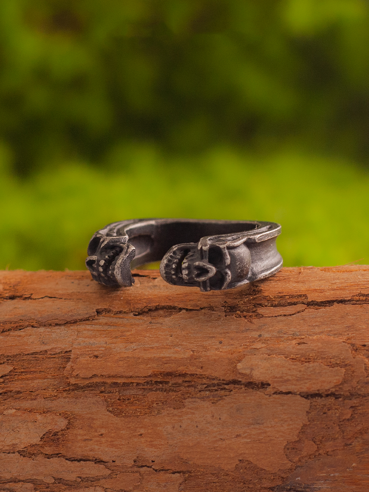 Double Skull Open Ring