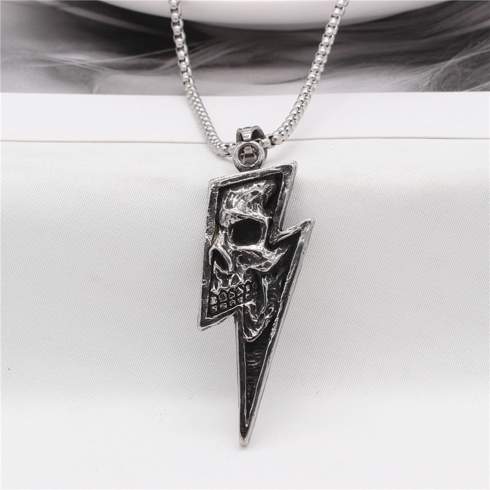 Lightning skull necklace