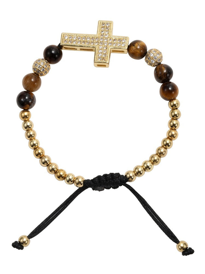 Cross gold bead bracelet