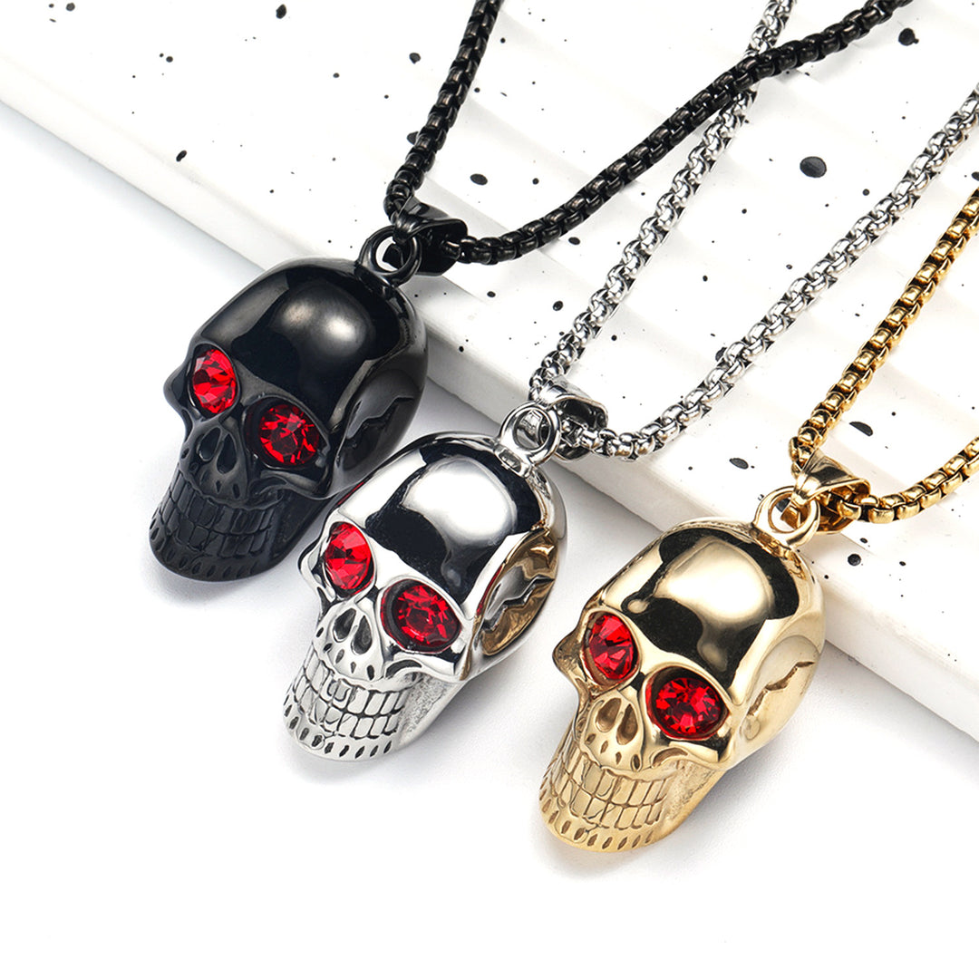 Gothic Gemstone Skull Pendant Necklace