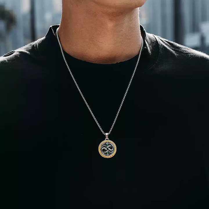Mobius Twin Viper Medal Necklace