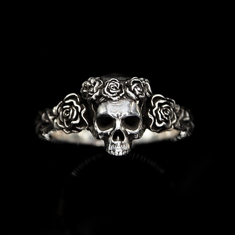 Gothic Rose Skull Ring