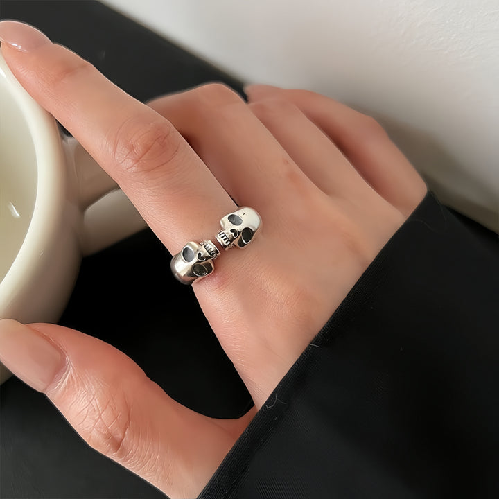 Double-Skull Open Ring