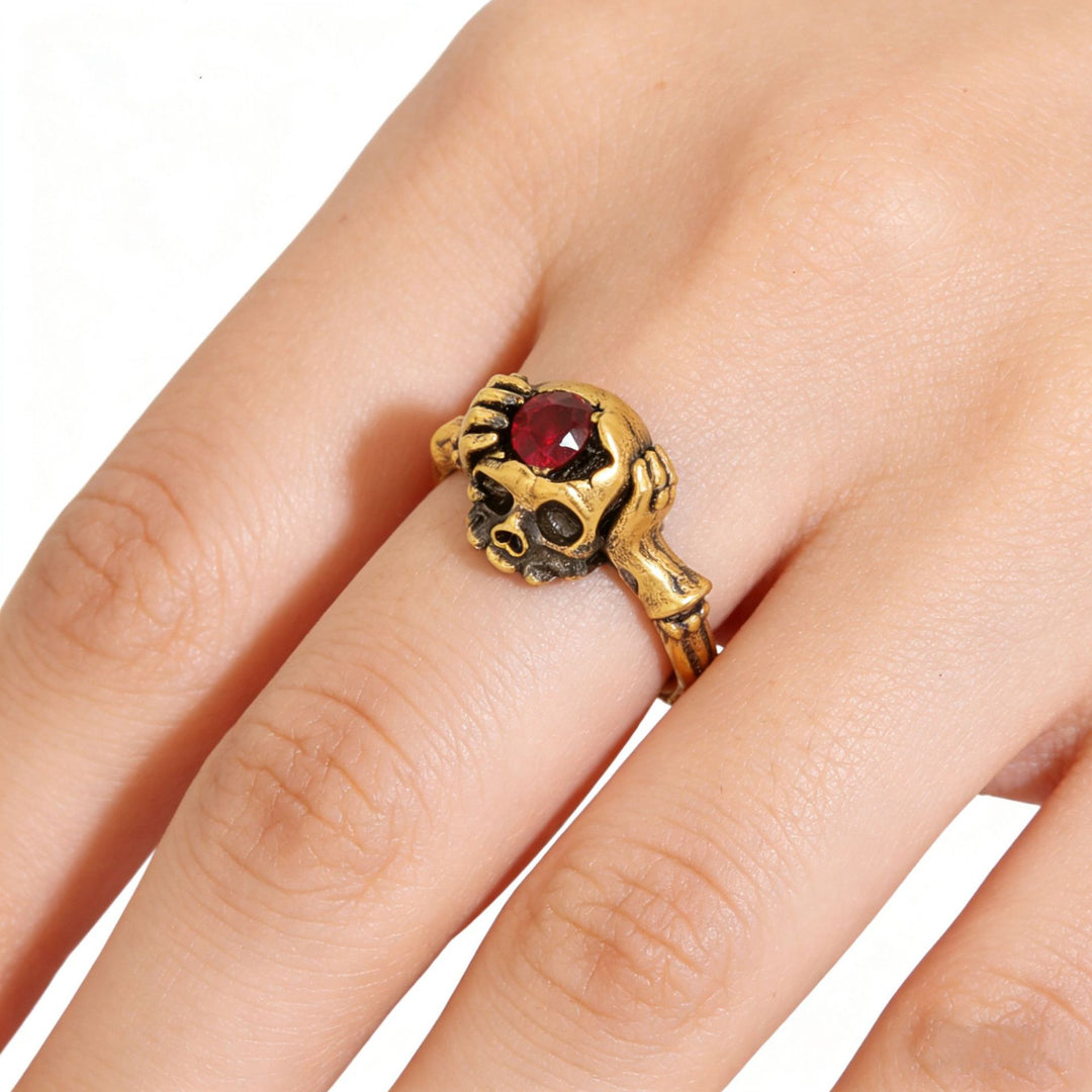 Vintage Black and Gold Skull Ring