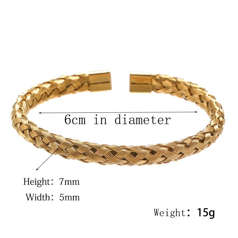 Silver braided bracelet (open)