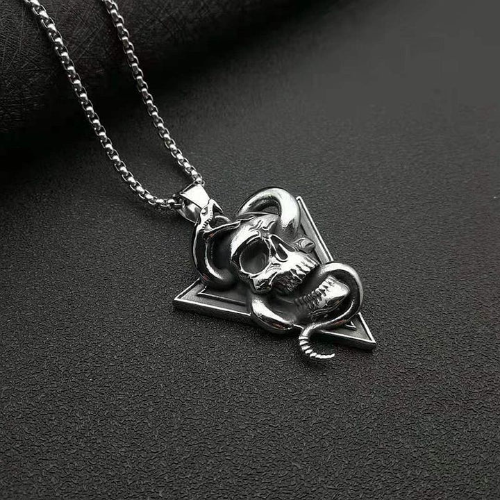 Vintage Skull and Snake Necklace