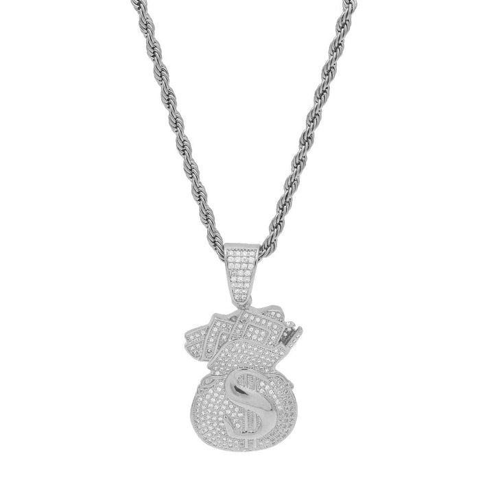 Dollar money bag pendant necklace