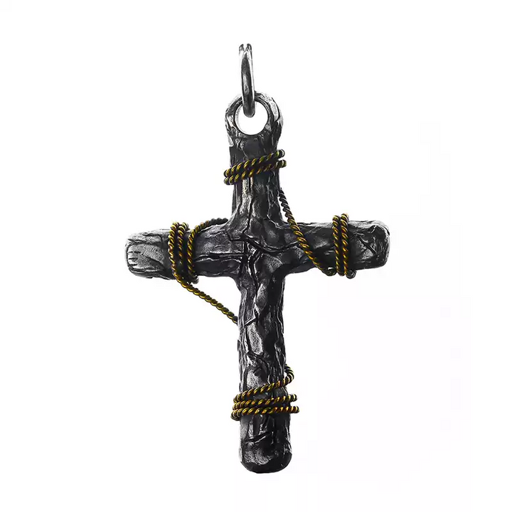 Cracked Cross Sterling Silver Pendant Necklace