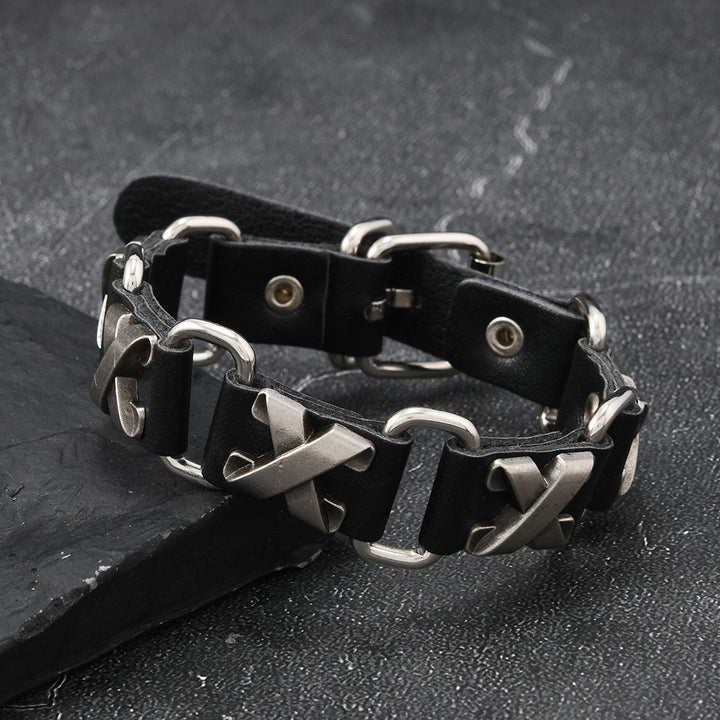Punk Skull Cowhide Bracelet