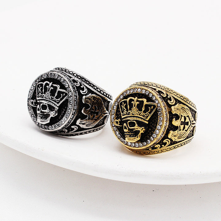 Vintage Crown Skull Ring