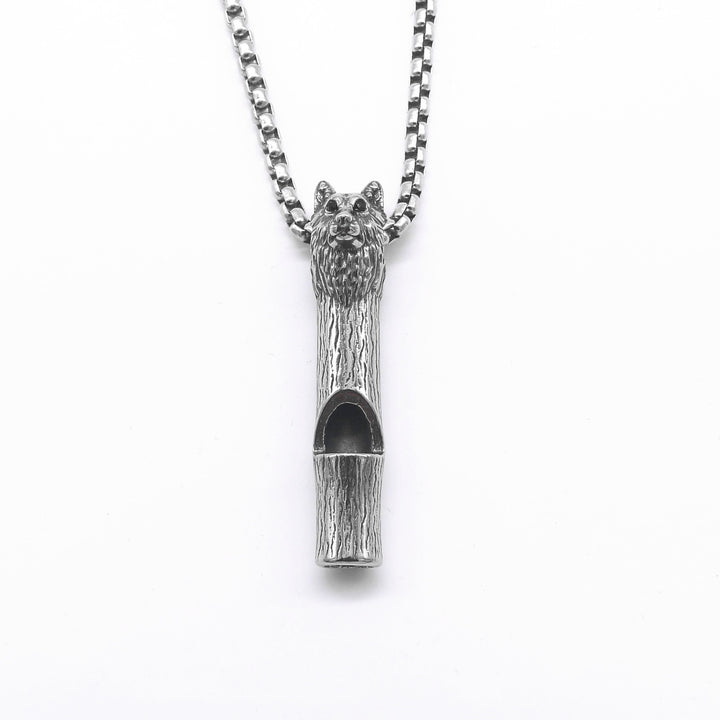 Fenrir wolf head whistle necklace