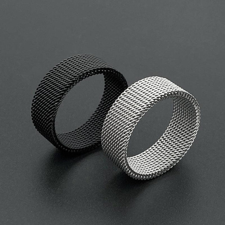 Mesh Tricolor Stainless Steel Biker Ring