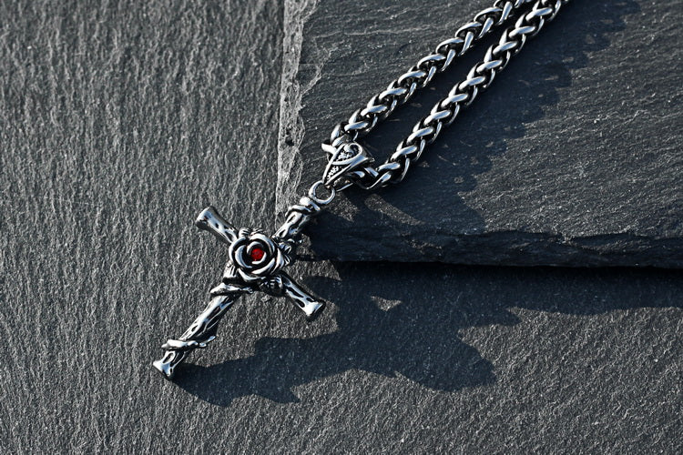 Rose Cross Necklace