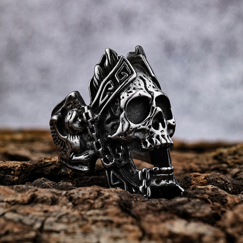 Armored Skull Roaring Ring