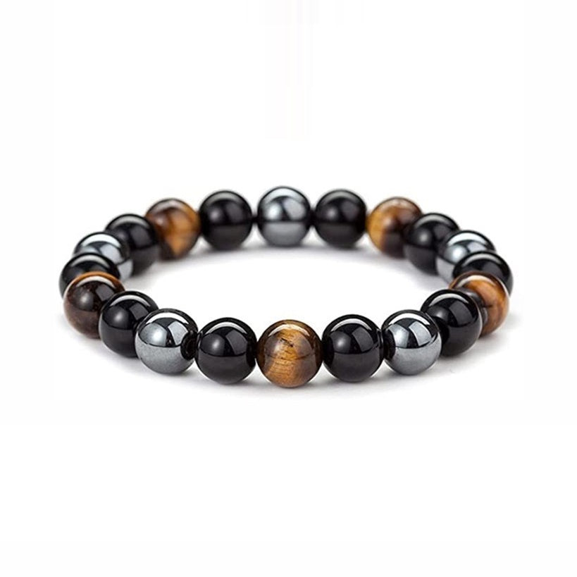 Natural Stone Three Color Beaded Bracelet