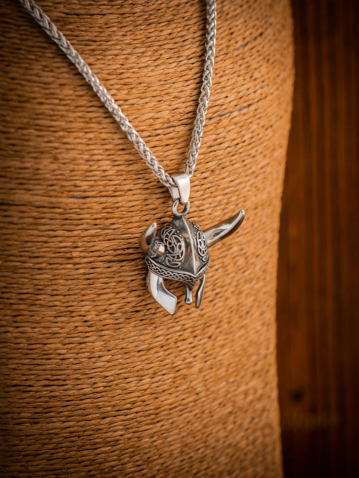 Vintage Warrior Helmet Pendant Necklace
