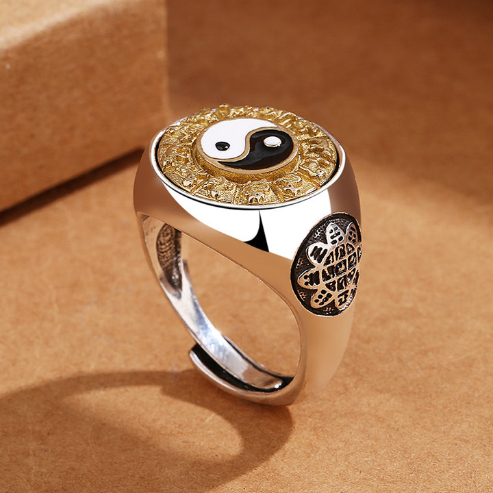 Yin Yang Zodiac Sterling Silver Ring