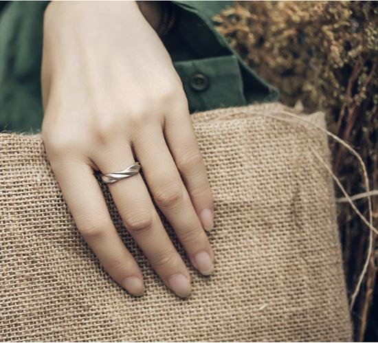 925 Silver Twisted Matte Retro Ring