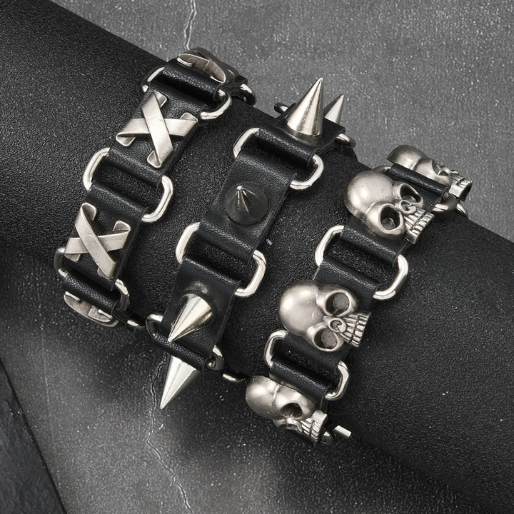 Punk Skull Cowhide Bracelet
