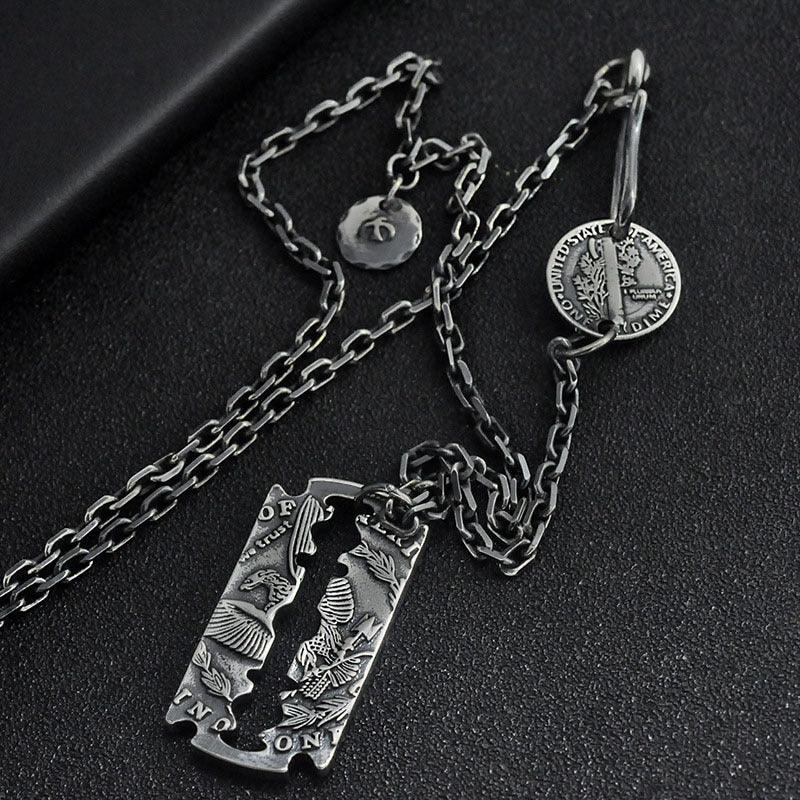 Morgan Silver Coin Blade Pendant Necklace
