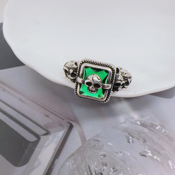 Multi-skull square diamond open ring