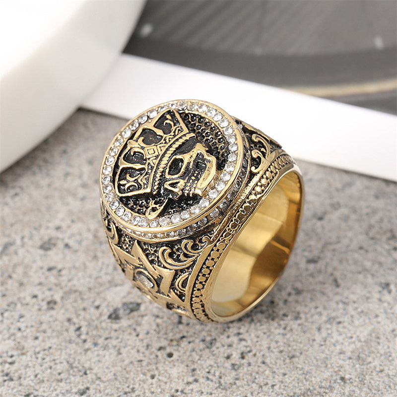Vintage Crown Skull Ring