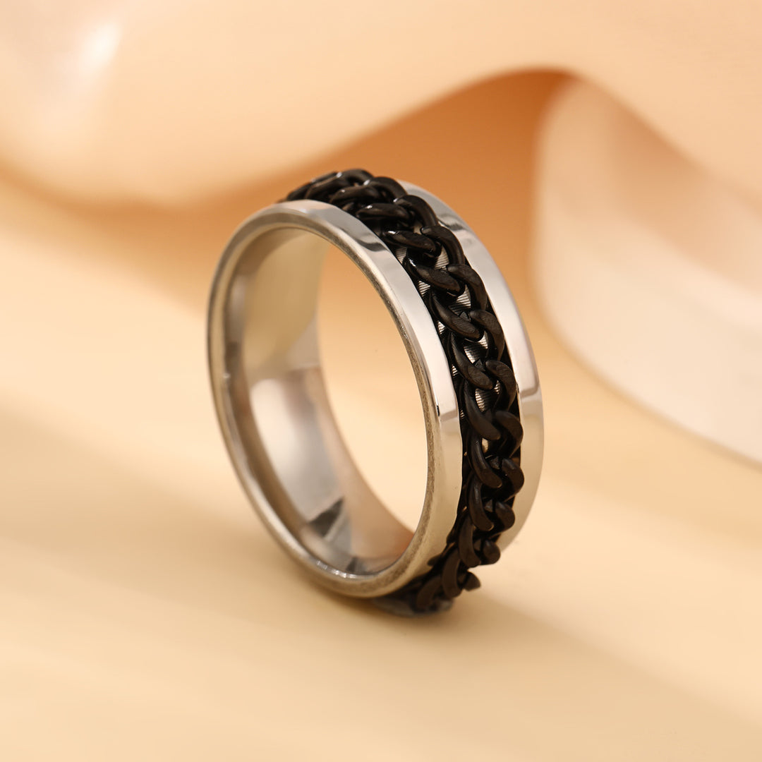 Spinner Ring with Inlaid Chain