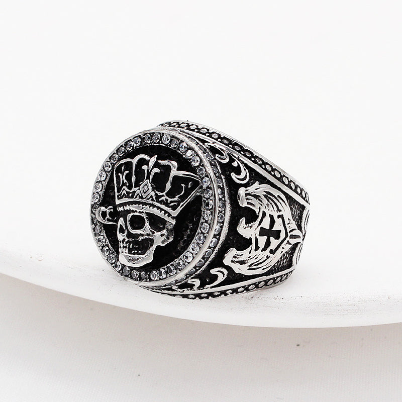 Vintage Crown Skull Ring