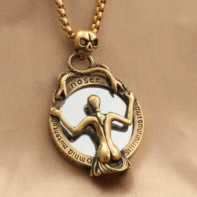 Magic Mirror Skull Pendant Necklace