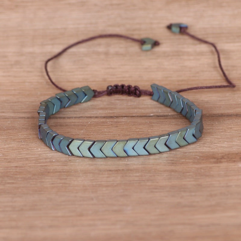 Hematite Arrowhead Braided Bracelet