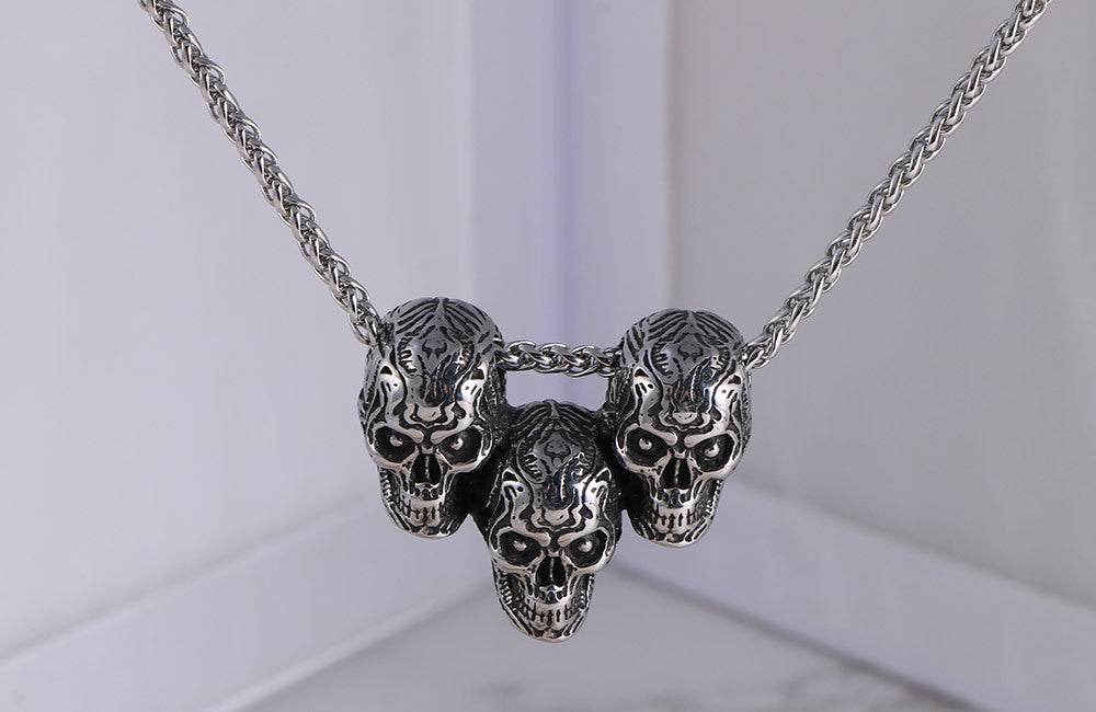 Vintage Multi Skull Pendant Necklace