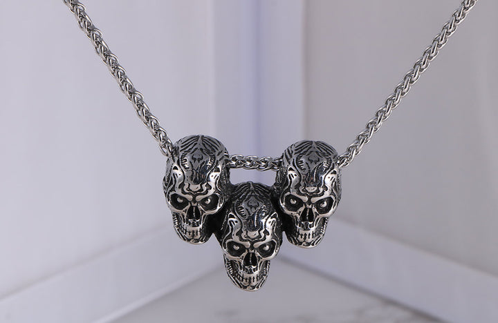 Vintage Multi Skull Pendant Necklace