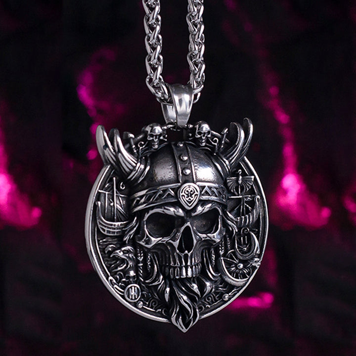 Skull relief pendant necklace