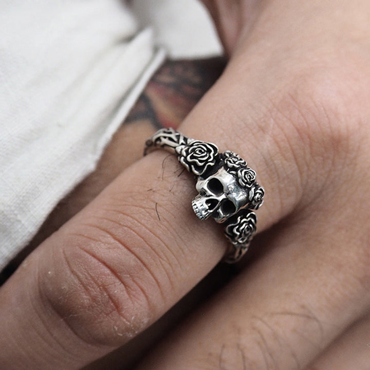 Gothic Rose Skull Ring