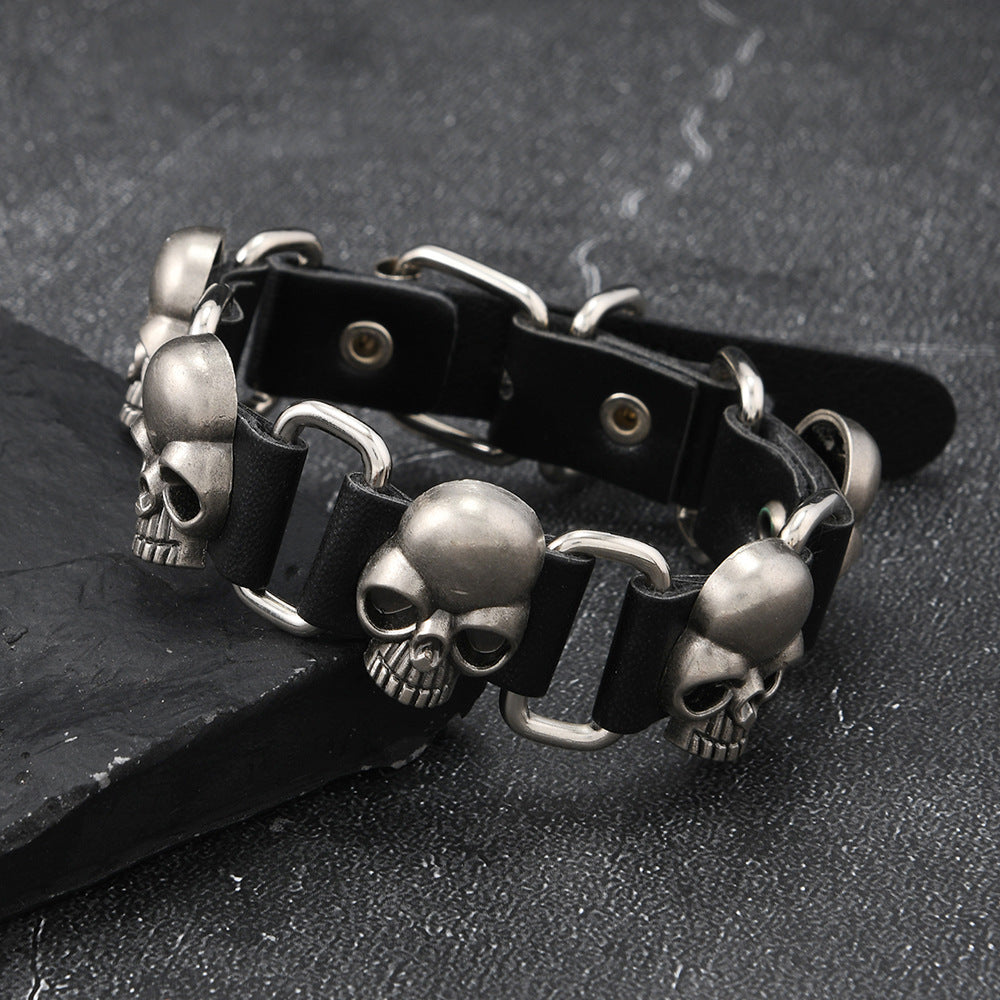Punk Skull Cowhide Bracelet